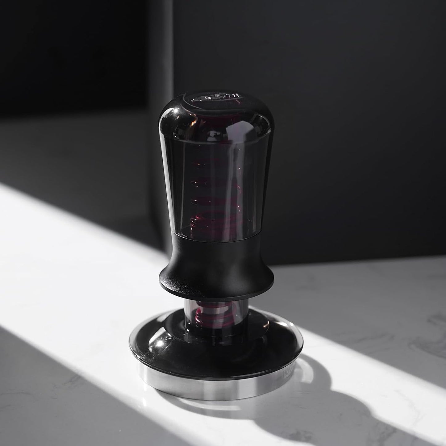 IKAPE 51MM Semi-Transparent Espresso Coffee Tamper, Spring-loaded Calibrated Tamper with Premium Flat Stainless Steel Base, Compatible with All 51mm Bottomless Portafilters(New Upgrade)