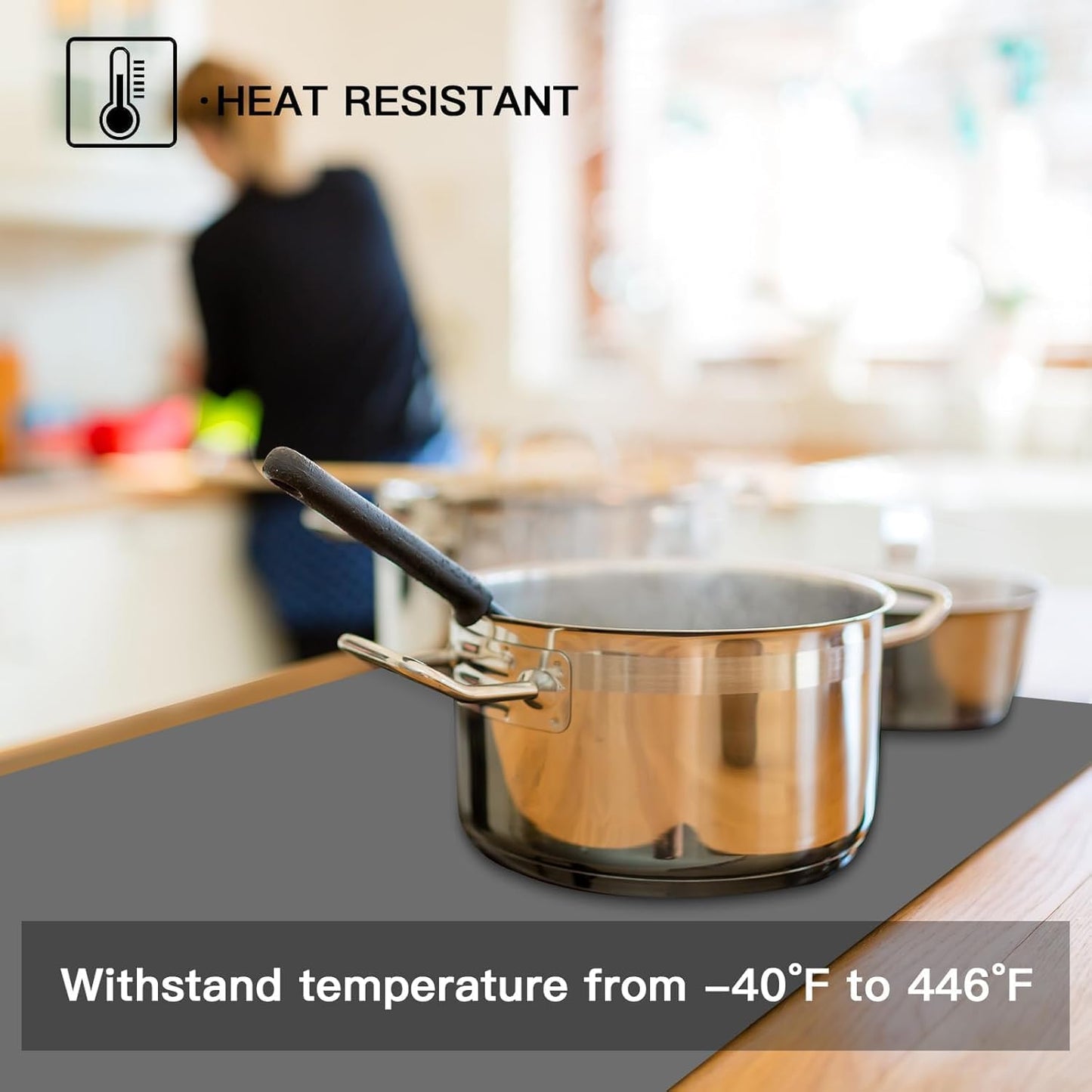 2MM Thick Silicone Countertop Mat, 31.5"x 23.6" Silicone Mats for Kitchen Counter, Nonslip Heat Resistant Mat, Large Kitchen Counter Mats, Waterproof Countertop Protector, Dark Gray