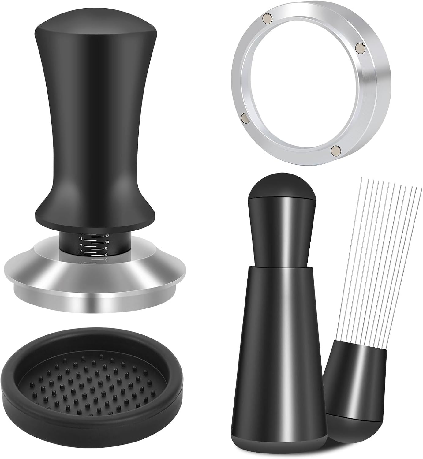 58mm Espresso Accessories Kit, Spring Loaded Calibrated Tamper, WDT Tool and Dosing Funnel Set Fits Breville 58 mm Espresso Coffee Machines and Portafilter
