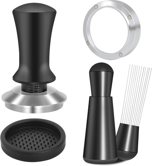 58mm Espresso Accessories Kit, Spring Loaded Calibrated Tamper, WDT Tool and Dosing Funnel Set Fits Breville 58 mm Espresso Coffee Machines and Portafilter