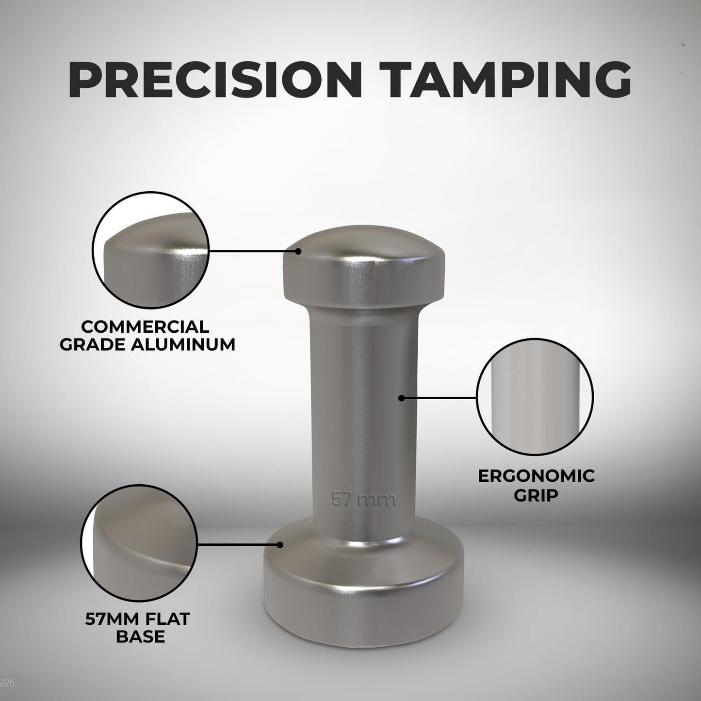 Rattleware Premium Aluminum Espresso Tamper (57 mm) - Ideal for Baristas & Coffee Lovers - Sleek Material & Design - Ultimate Tamping Precision & Consistency