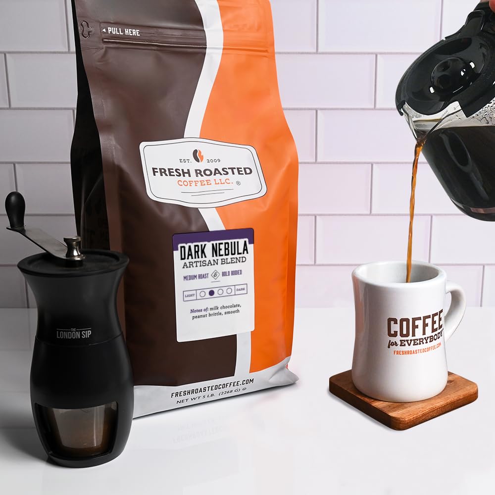 Fresh Roasted Coffee, Dark Nebula, 5 lb (80 oz), Medium Roast, Kosher, Whole Bean