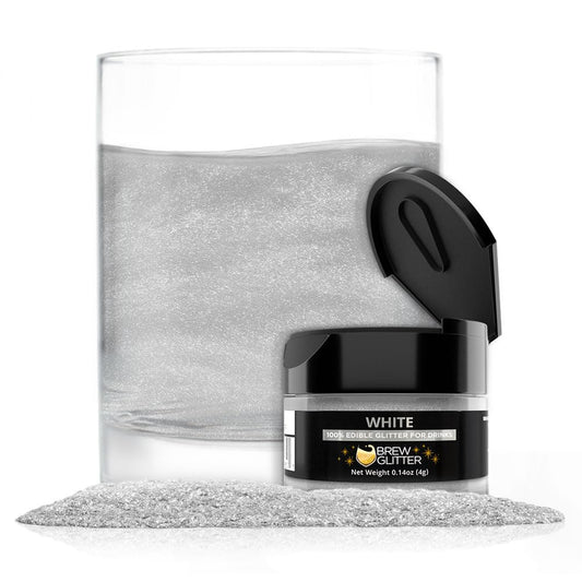 Brew Glitter White Edible Drink Glitter 1x 4g Jar for Cocktails, Beer, & Beverages