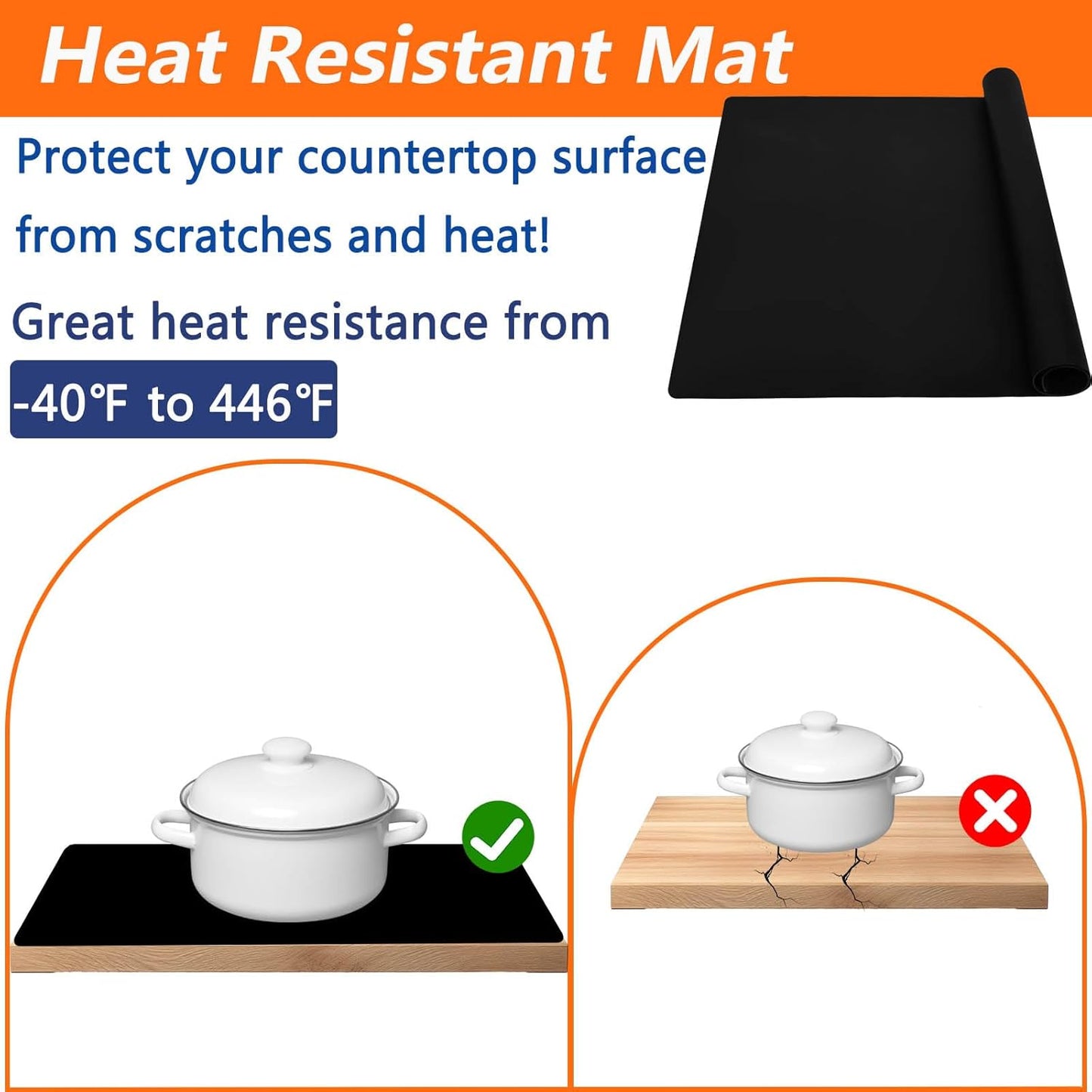 47.3''x23.6''(120cmx60cm) Extra Large Silicone Mat for Kitchen Counter, Heat Resistant Countertop Protector, Non-Slip Waterproof Kitchen Island Mat, Easy to Clean, Dark Green