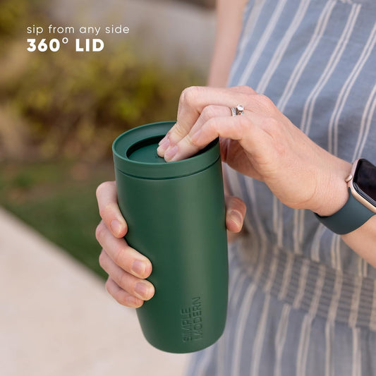 Simple Modern Voyager Signature | 16oz Travel Coffee Mug Tumbler with 360° Lid | Gifts for Women Men | Ceramic-Lined Insulated Stainless Steel Cold Brew Iced Coffee Cup | Velvet Pink Gingham