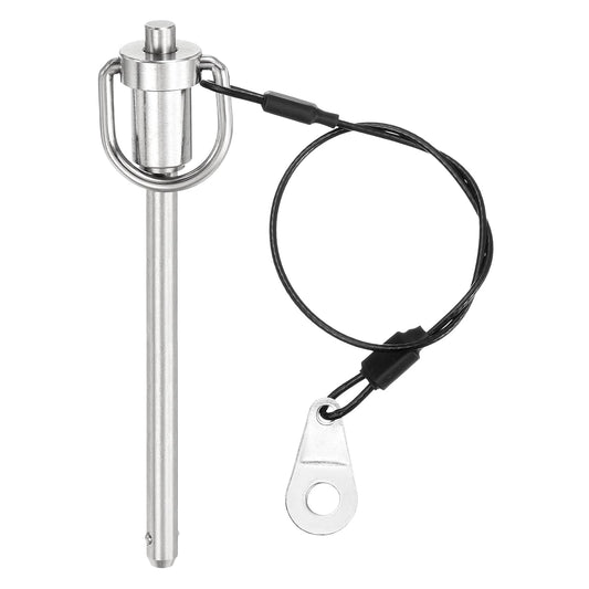 uxcell 1 Pcs Quick Release Pin, 6x75mm(Dia. x L) Push-Button Ball Locking Pin 304 Stainless Steel Ring Handle Locking Pin with Wire for Audio Bimini Top Marine, Silver