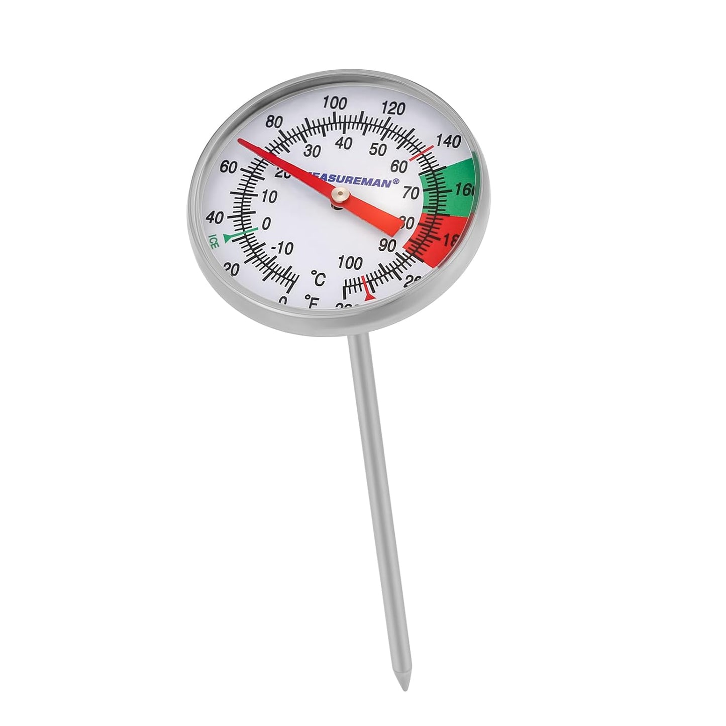 MEASUREMAN Milk Thermometer, Food/Meat Instant Read Thermometer, Pocket Size, Dishwasher Safe, Red, for Meat/Food Cooking and Grilling/Oven, Milk Foam, Coffee Drinks