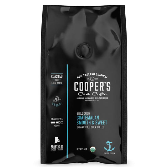 Organic Cold Brew Coffee - Guatemalan Coffee Beans Crafted For Cold Brewing - Ground, Medium Roast, 5 lb