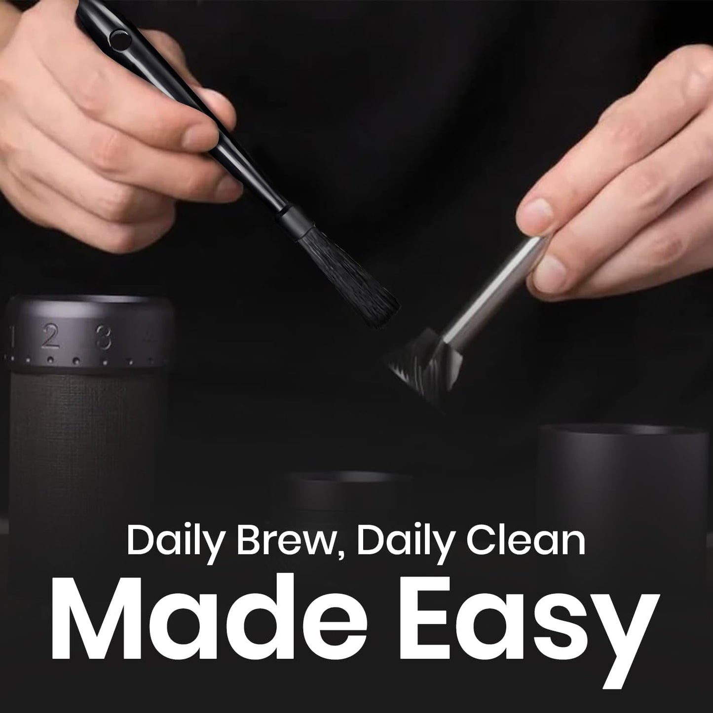 Rattleware 10" Black Espresso Machine Grinder Brush, Long Durable Handle Coffee Grinder Cleaning Brush - Ideal for Home, Cafe, Restaurant, or Hotel - Trusted By Baristas