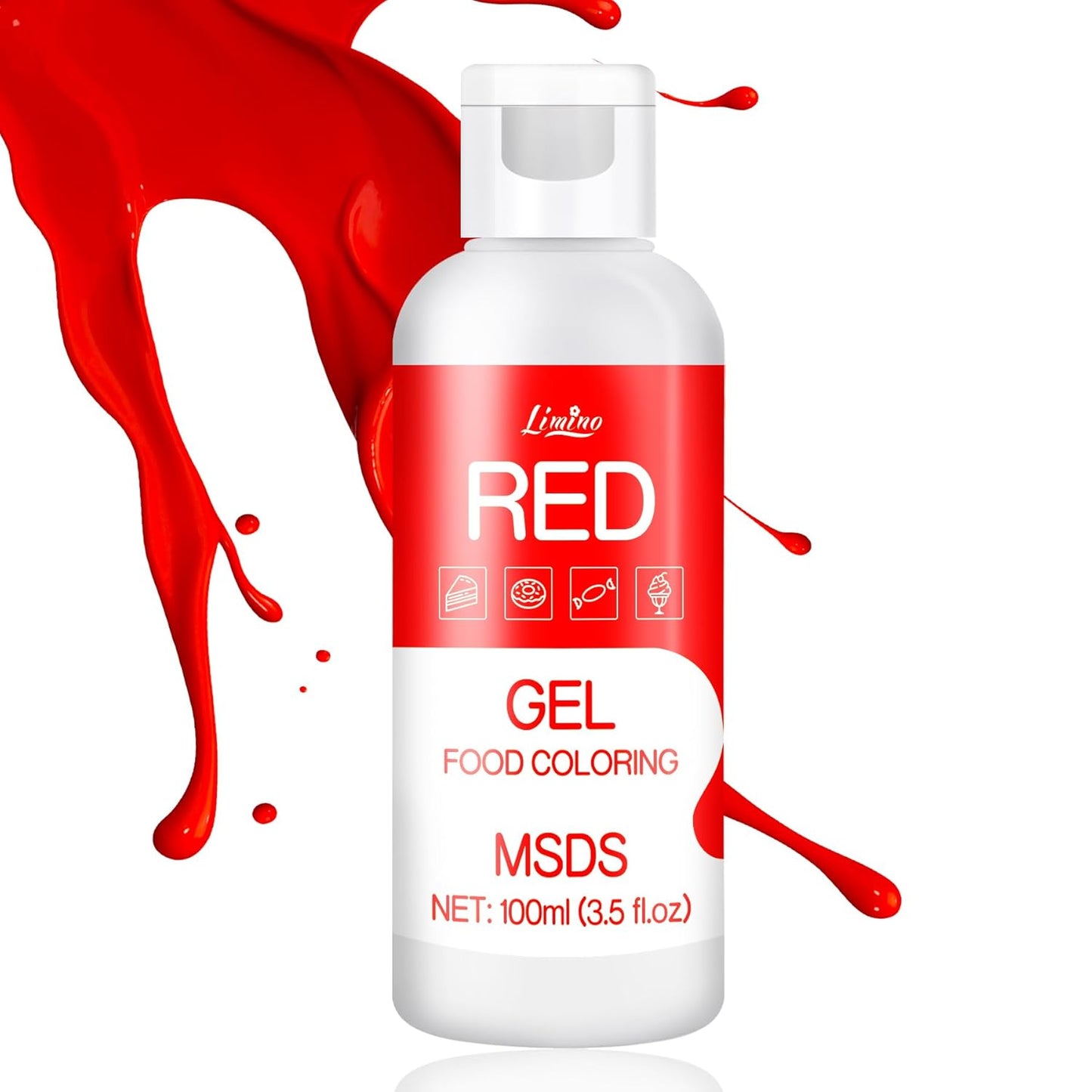 Gel Food Coloring - 3.5 fl.oz Vivid Food Coloring Gel for Baking, Cake Decorating, Cookie, Fondant, Macaron - Tasteless Concentrated Edible Food Color Dye for Icing, Slime, Drinks, DIY Crafts (Red)