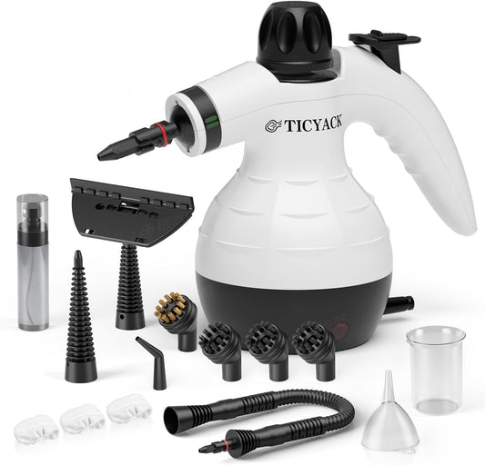 Steam Cleaner, Handheld Steam Cleaner, Steam Cleaner for Home with 16 Accessories and Automatic Steam Switch, Steamer for Cleaning Home, Living Room, Kitchen, Bathroom, Car (White)