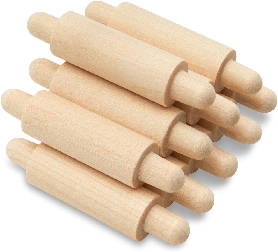 Wooden Mini Rolling Pin, 1-5/8 inches, Pack of 50, Perfect for Scrapbook Projects, Miniatures, Party Decor, and Crafts, by Woodpeckers
