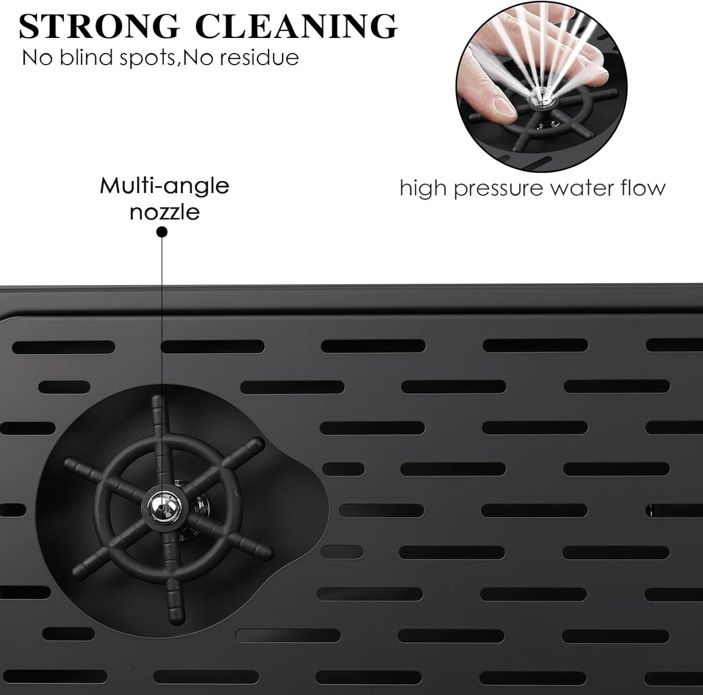 KF25-Black Stainless Steel Bar Glass Pitcher and Drip Tray Washer for Home Kitchen Hotel Cafe Restaurant