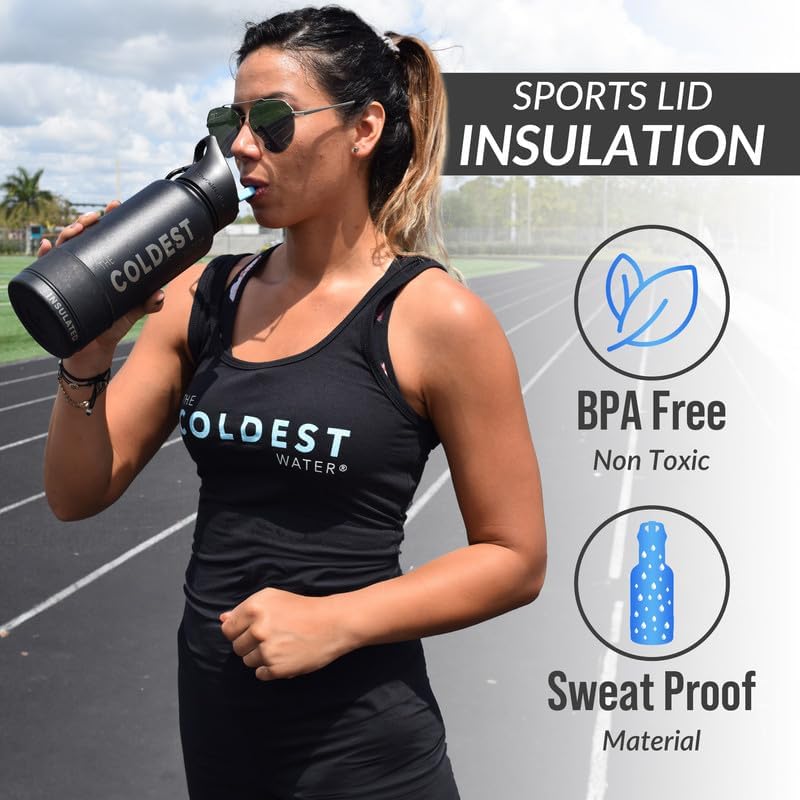 Coldest Insulated Water Bottle with Straw Lid - Stainless Steel Metal Insulated Bottle for Men & Women (Supernova Silver Glitter, 18 oz)