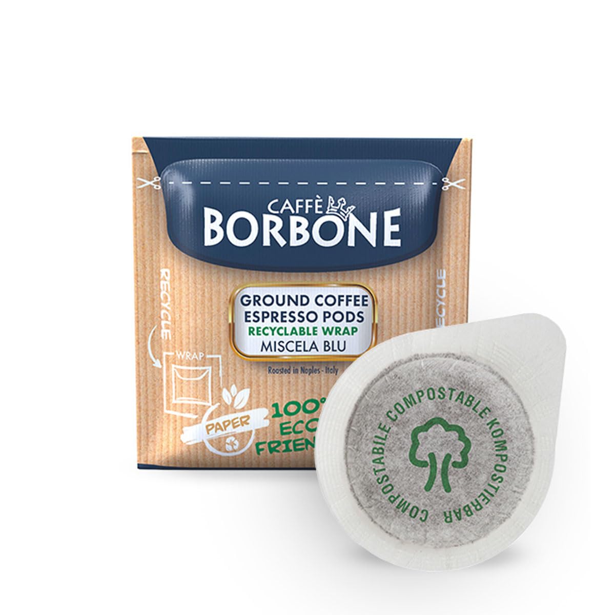 Caffè Borbone Espresso Paper Pods, Blue Blend, Medium Roast - 150 Count