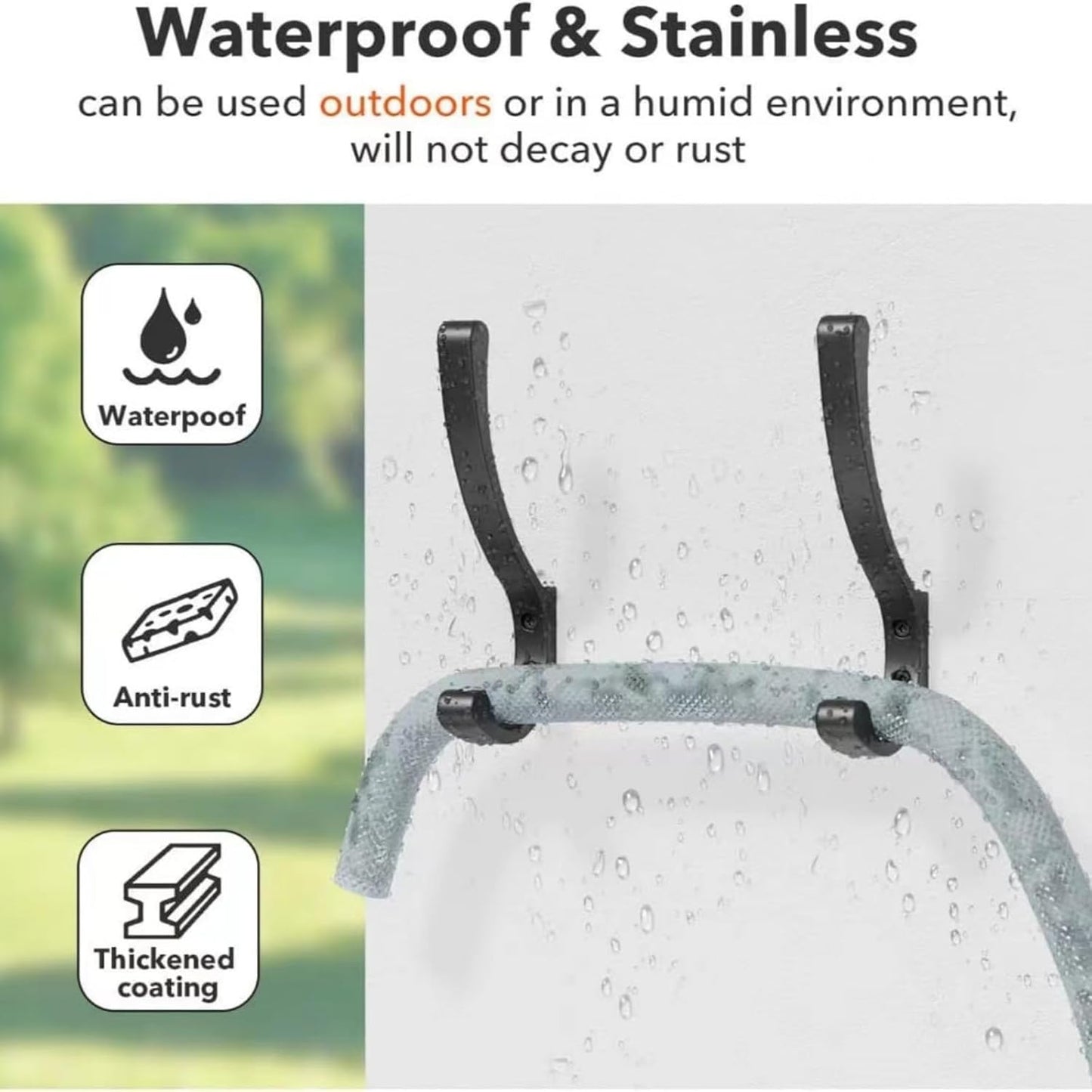 2 Pack Hanging Coat Hooks Wall Mount, Coat Hanger Wall Hangers, Metal Hooks for Hanging Heavy Duty, Screw in Hooks for Hanging Towels, Clothes, Backpack, Hat, Bag, Jacket, Key, Robe, Backpack Black