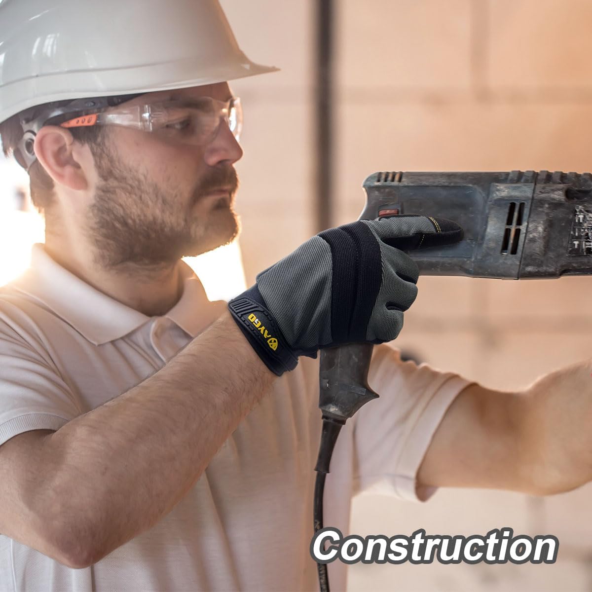 KAYGO Work Gloves For Men, KG125M Mechanic Utility Work Gloves for All Purpose, Excellent Grip, Heavy Duty, Improved Dexterity, Touch Screen, Large