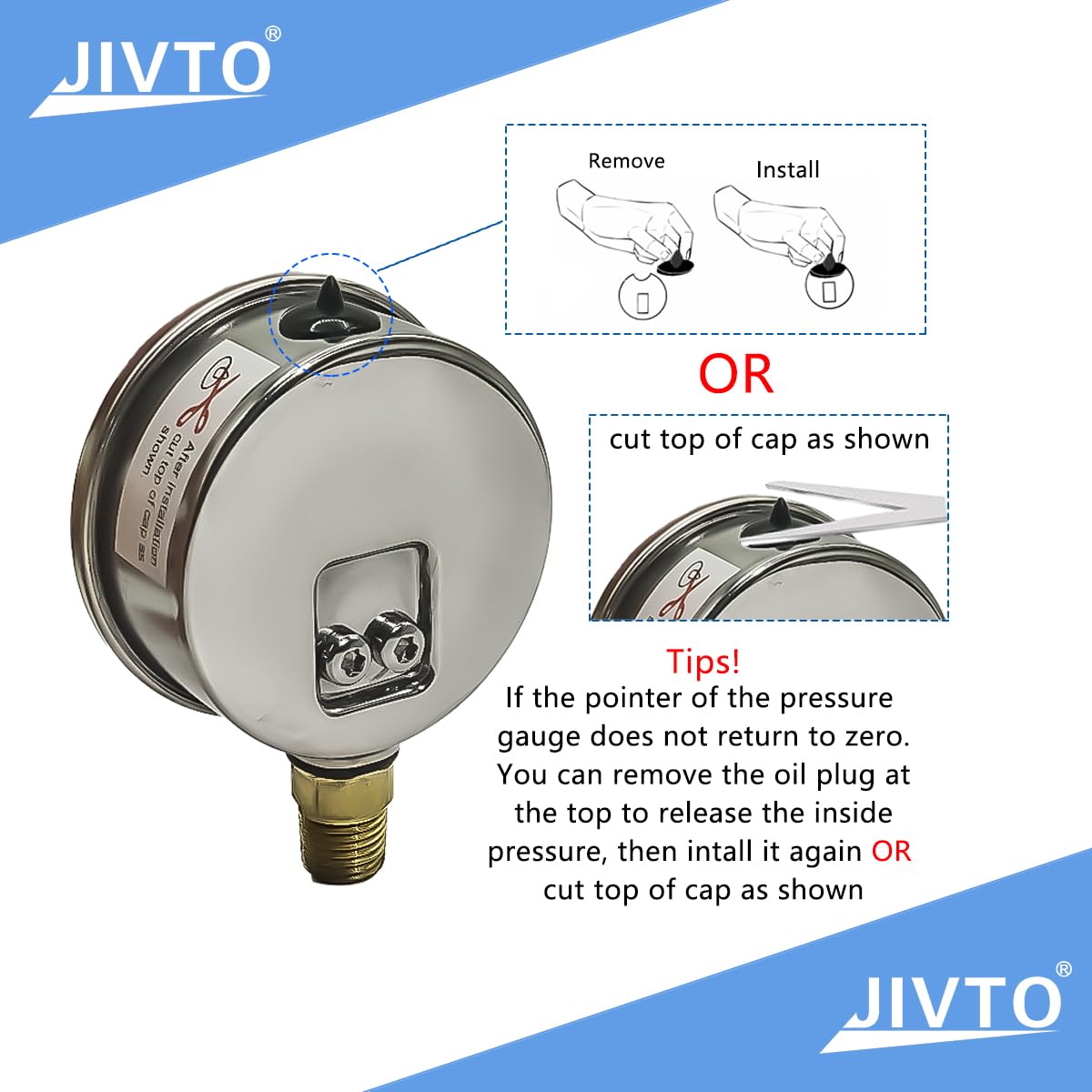 Pressure Gauge,Glycerin Liquid Filled,2-1/2" Dual Scale Dia,0-30 psi/bar/kpa,1/4" NPT Male Brass Connection,Lower Mount, Stainless Steel Case,for Pneumatic,Pump,Hose,Well Tank,Gas Air Water Oil