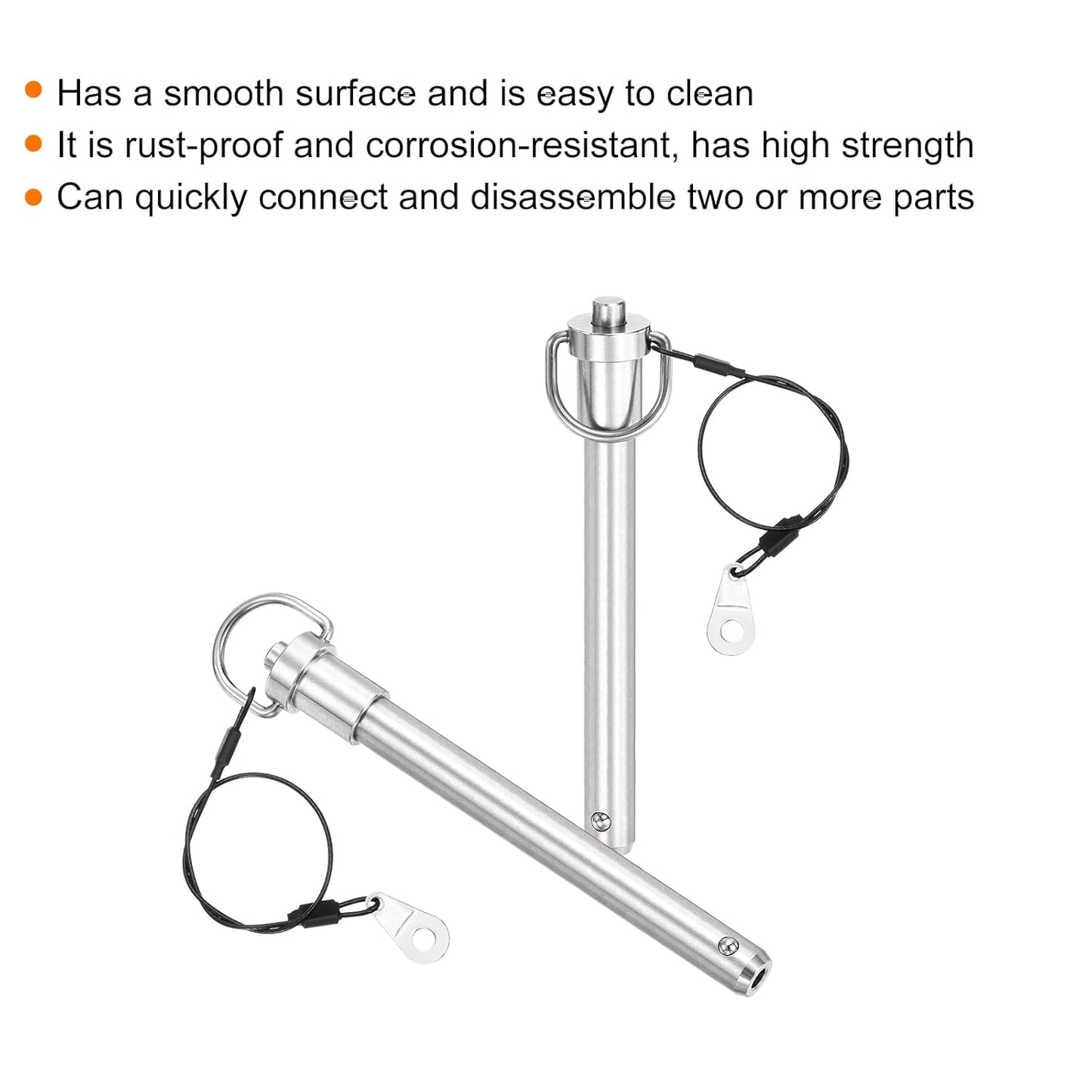 uxcell 2 Pcs Quick Release Pin, 1/2" x 4" (Dia. x L) Push-Button Ball Locking Pin, 304 Stainless Steel, Silver