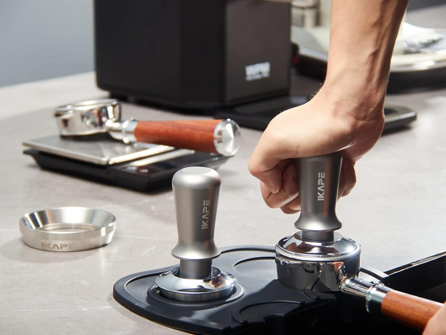 IKAPE 51mm Espresso Tamper, Premium Barista Coffee Tamper with Calibrated Spring Loaded, 100% Flat Stainless Steel Base Tamper for Espresso Machine