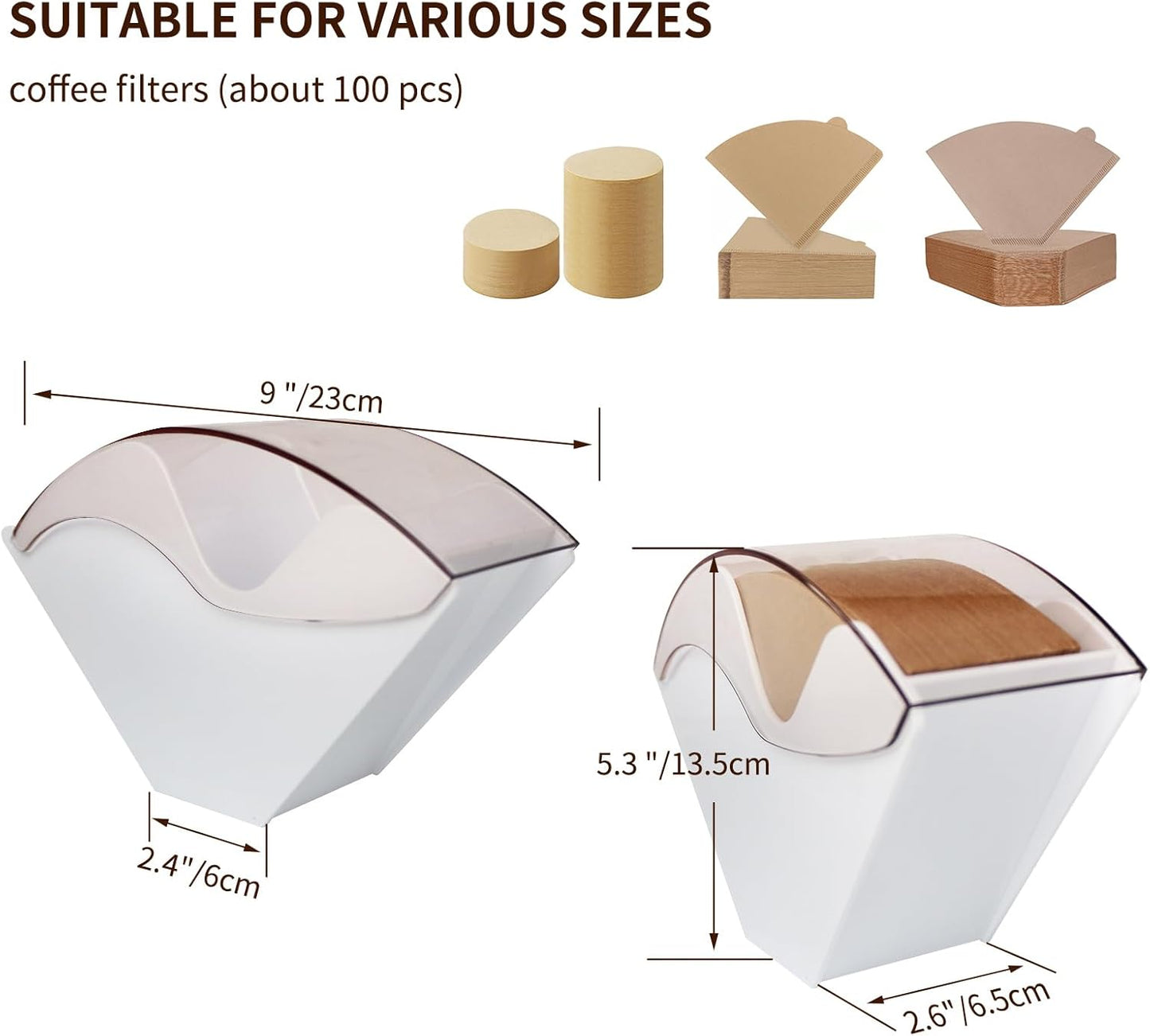 Coffee Filter Holder for Organizer and Coffee Station Accessories (White)