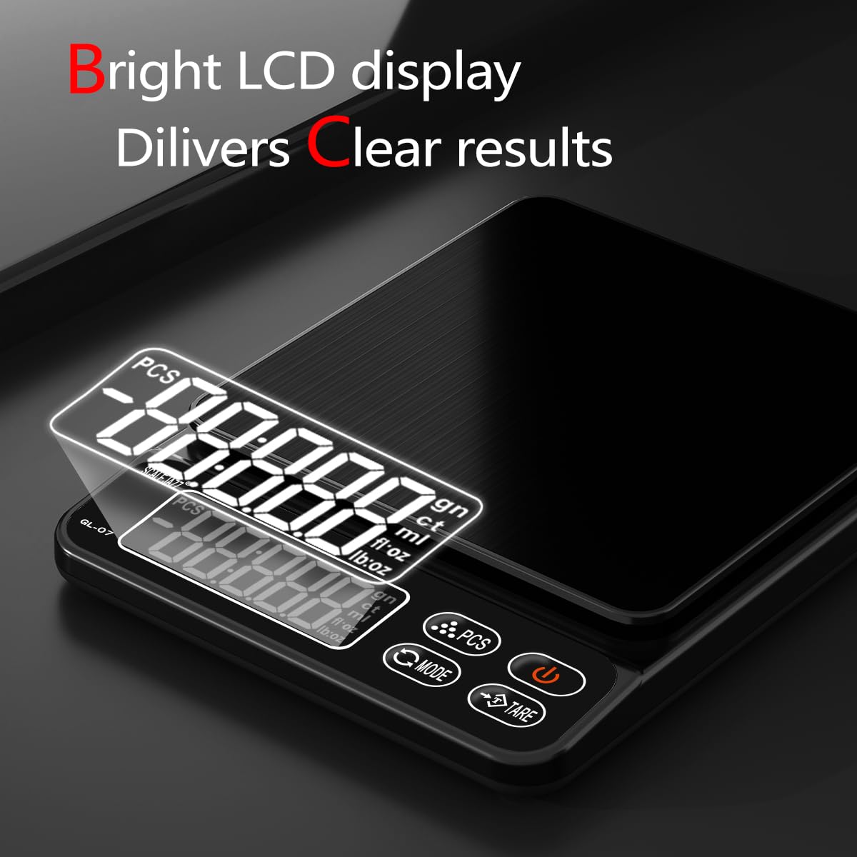 Mini Scale,6.6lb Scale for Grams,Digital Scale Food，Cooking Scale and Food Scales for Kitchen，Food Scale Grams and Ounces,Grams Scale,7Units,Auto Off,Tare,PCS,LCD Display