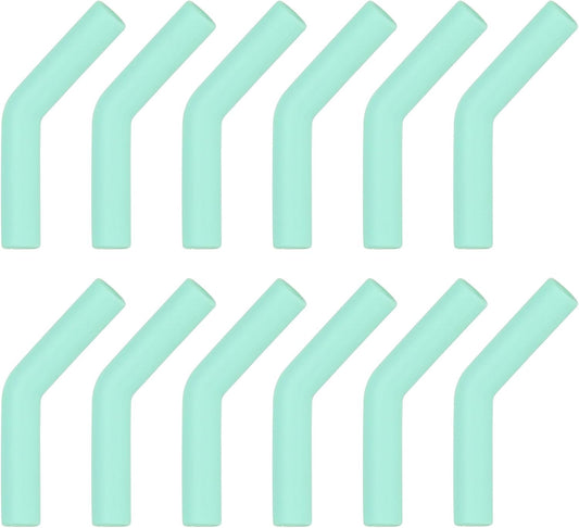 uxcell 12Pcs Silicone Straw Tips, Silicone Straw Elbows Tip, Soft Reusable Metal Straw Covers Fit for 10mm/0.39" OD Stainless Steel Straws, Mint Green