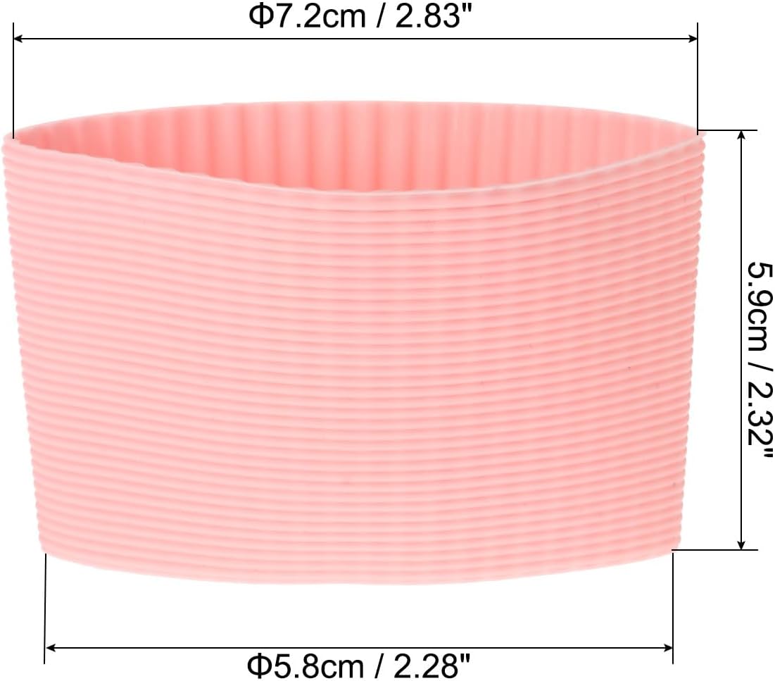 uxcell 3Pcs Coffee Cup Sleeve, Silicone Cup Sleeve Non-slip Glass Water Bottle Mug Sleeves Pink