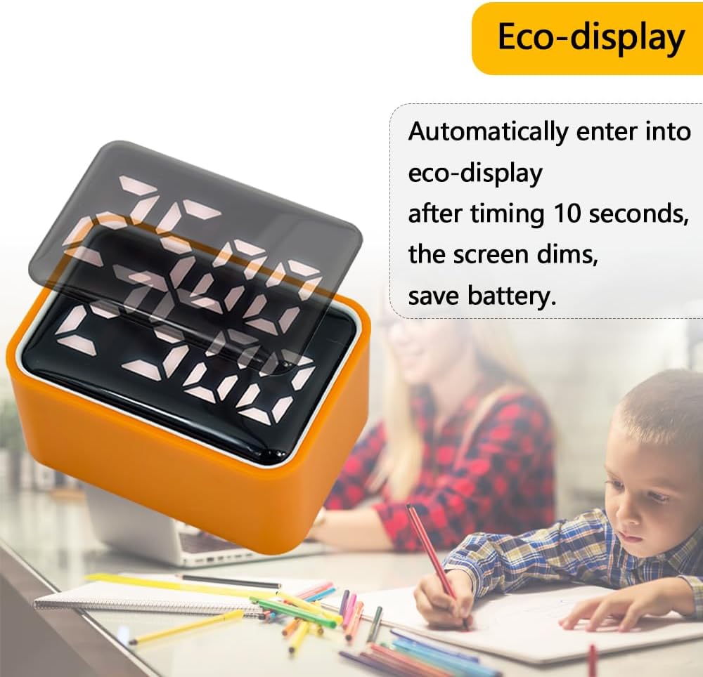 Digital Mini LED Timer, Rechargeable LED Countdown/Up Timer, 3 Pre-Set Memory Time Loud Alarm ON/Off Function, Ideal for Homework, Cooking, Classroom, Office, Kids Students (White)