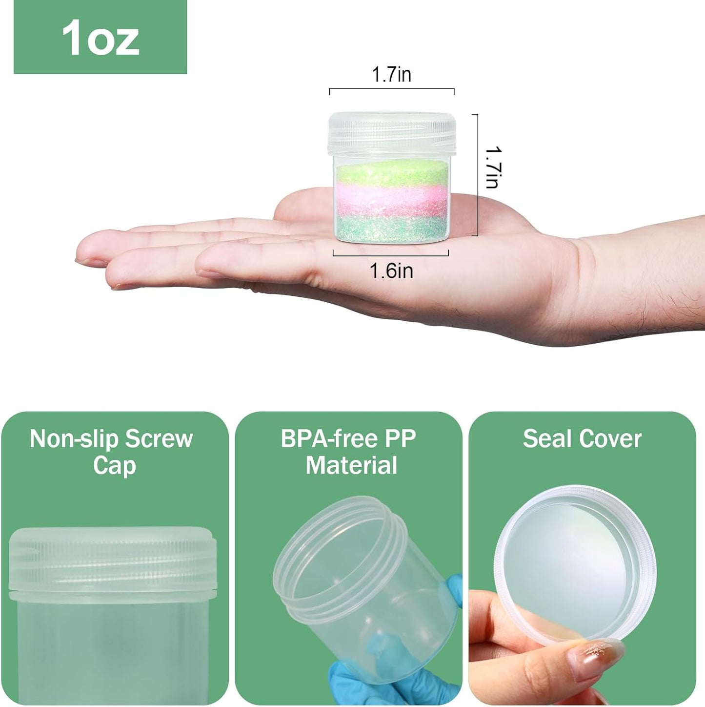 TSA Approved Wide Mouth Travel Size Containers, PP Clear & White Leak Proof Travel Plastic Jars with Lids for Creams Lotion Cosmetic, Jewelry Beads, Sample, Small Items Storage (1 oz, 8 Pcs)