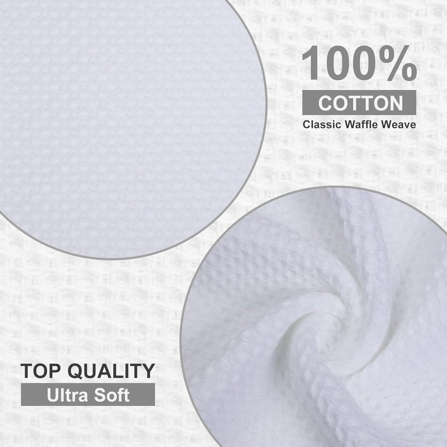 Kitinjoy 100% Cotton Waffle Weave Kitchen Towels, 4-Pack Super Soft and Absorbent Dish Towel for Drying Dishes, Kitchen Hand Towels, 20 in x 28 in, White