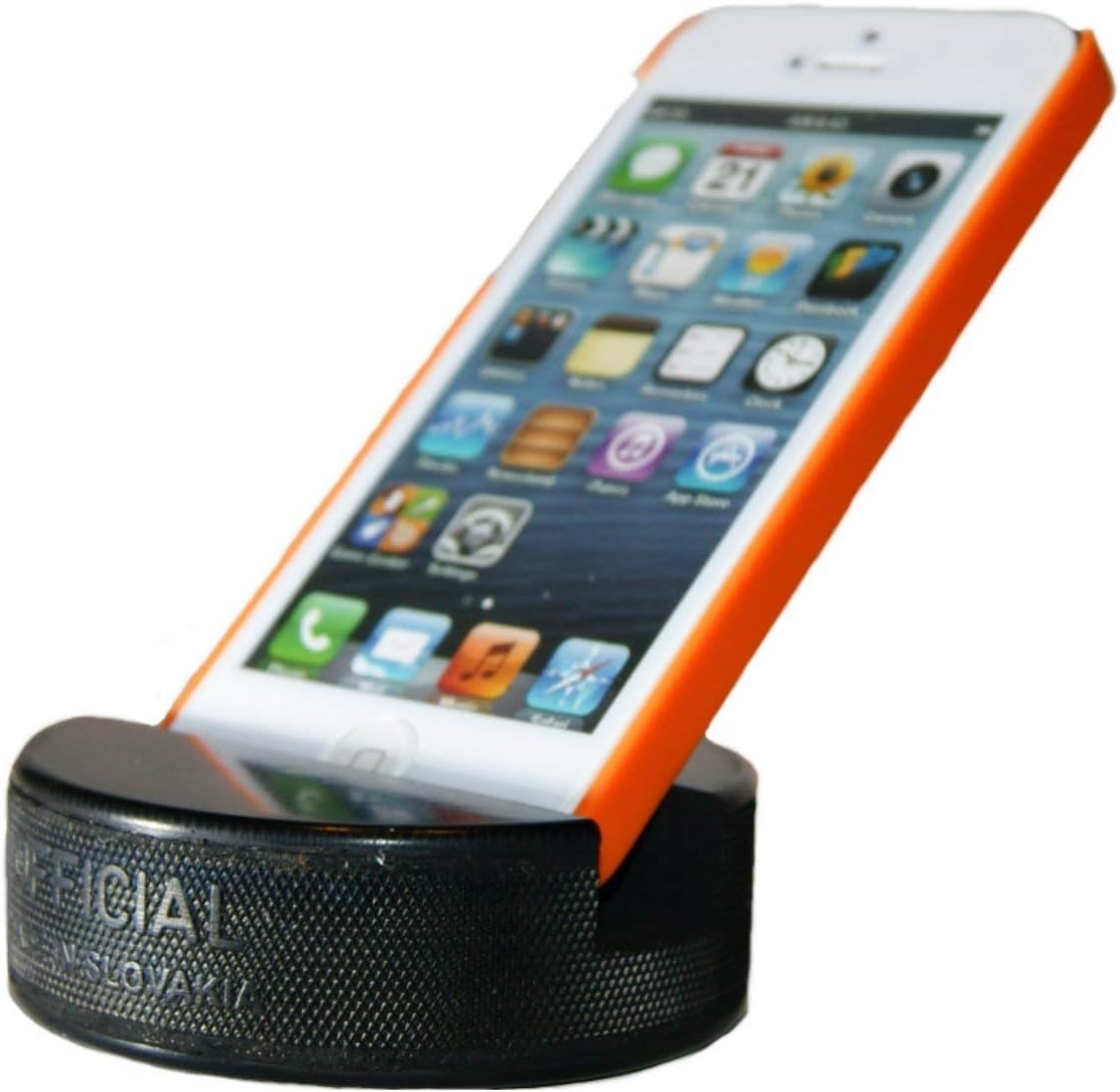The Original Indestructible Hockey Puck Phone Stand - The Best Universal Smartphone Stand Compatible for All iPhone/Samsung/Google/LG Smartphones. Made from a Real Hockey Puck (2 Pack)