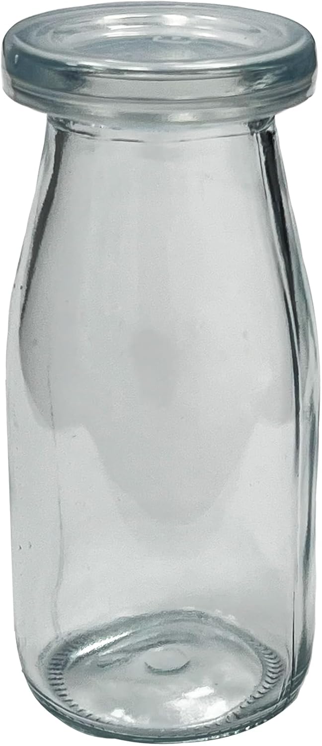 6.76 oz / 200ml Vintage Glass Bottle with Leakproof Clear Lid, Reusable & Eco-Friendly – Ideal for Milk, Juices, Smoothies, Infused Water, BPA-Free Glass Bottle (72-Pack)