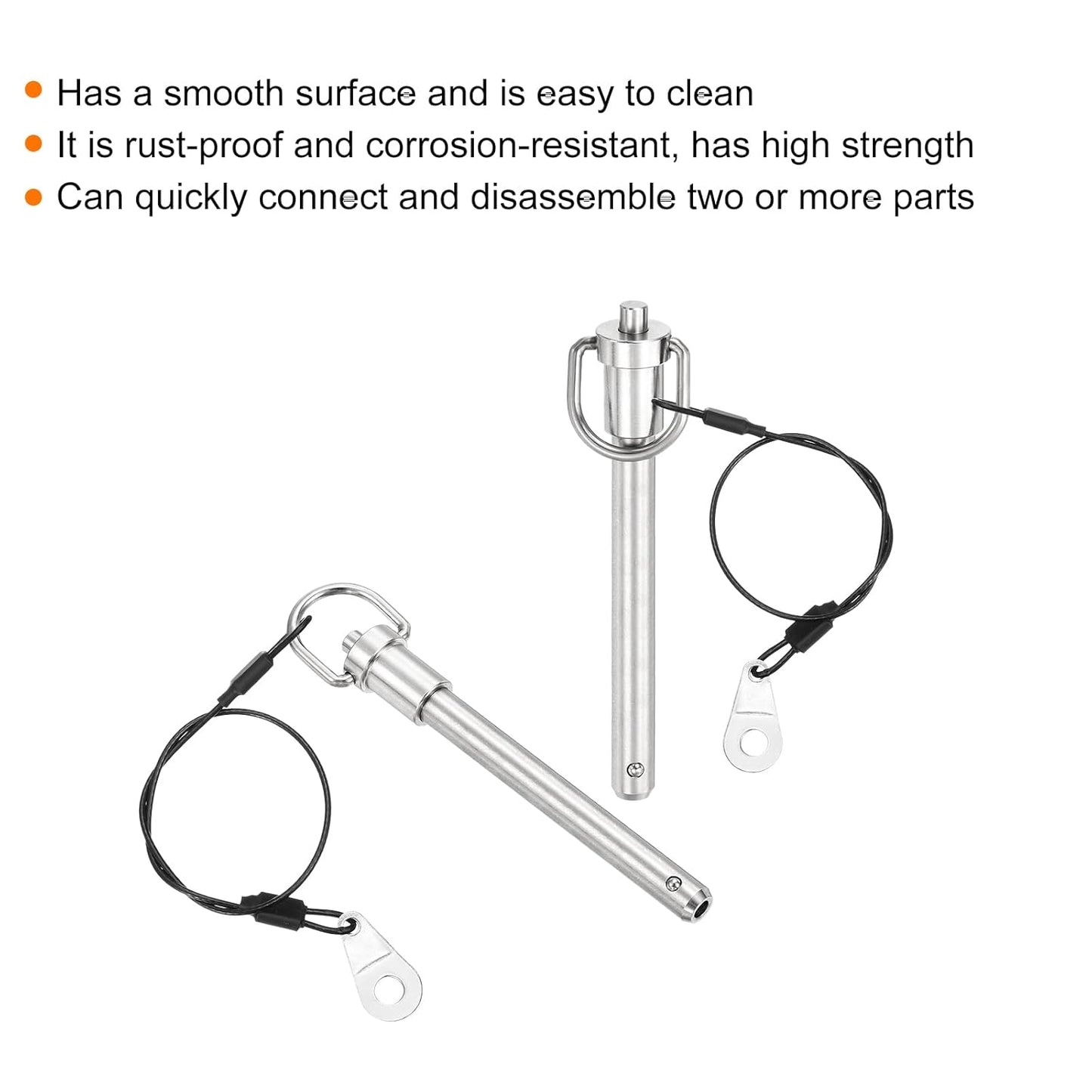 uxcell 2 Pcs Quick Release Pin, 3/8" x 3" (Dia. x L) Push-Button Ball Locking Pin, 304 Stainless Steel, Silver