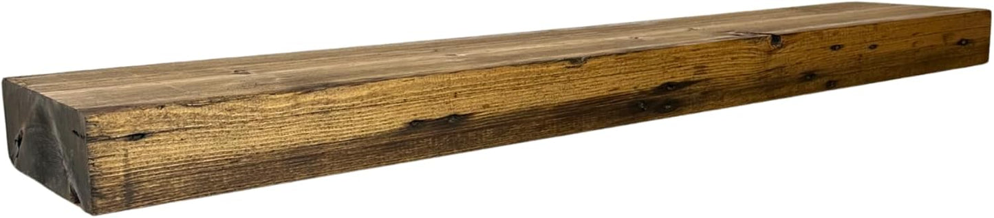 Modern Timber Craft Reclaimed Wood Floating Wall Shelf | Solid Rustic American Barnwood, Floating Shelf Brackets | 2.75" Thickness | 18" L x 8" D, Early American, Planed and Sanded, 3 Pack