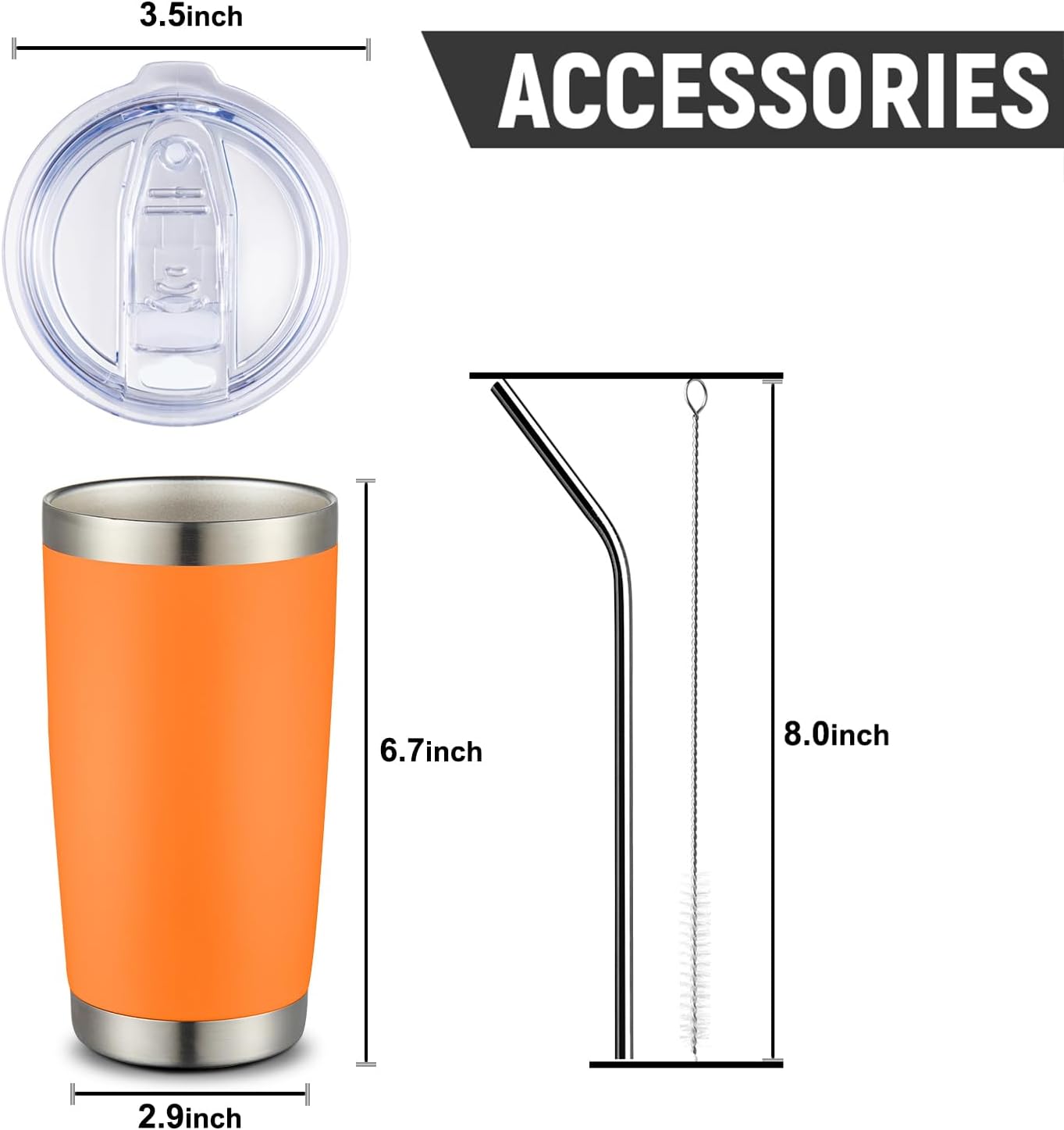 COMOOO 20oz Tumbler with Straw Stainless Steel Insulated Coffee Tumbler Cups Double Wall Vacuum Travel Coffee Mug with Splash Proof Sliding Lid for Hot Cold Drinks (Mix Color,6 Pack)