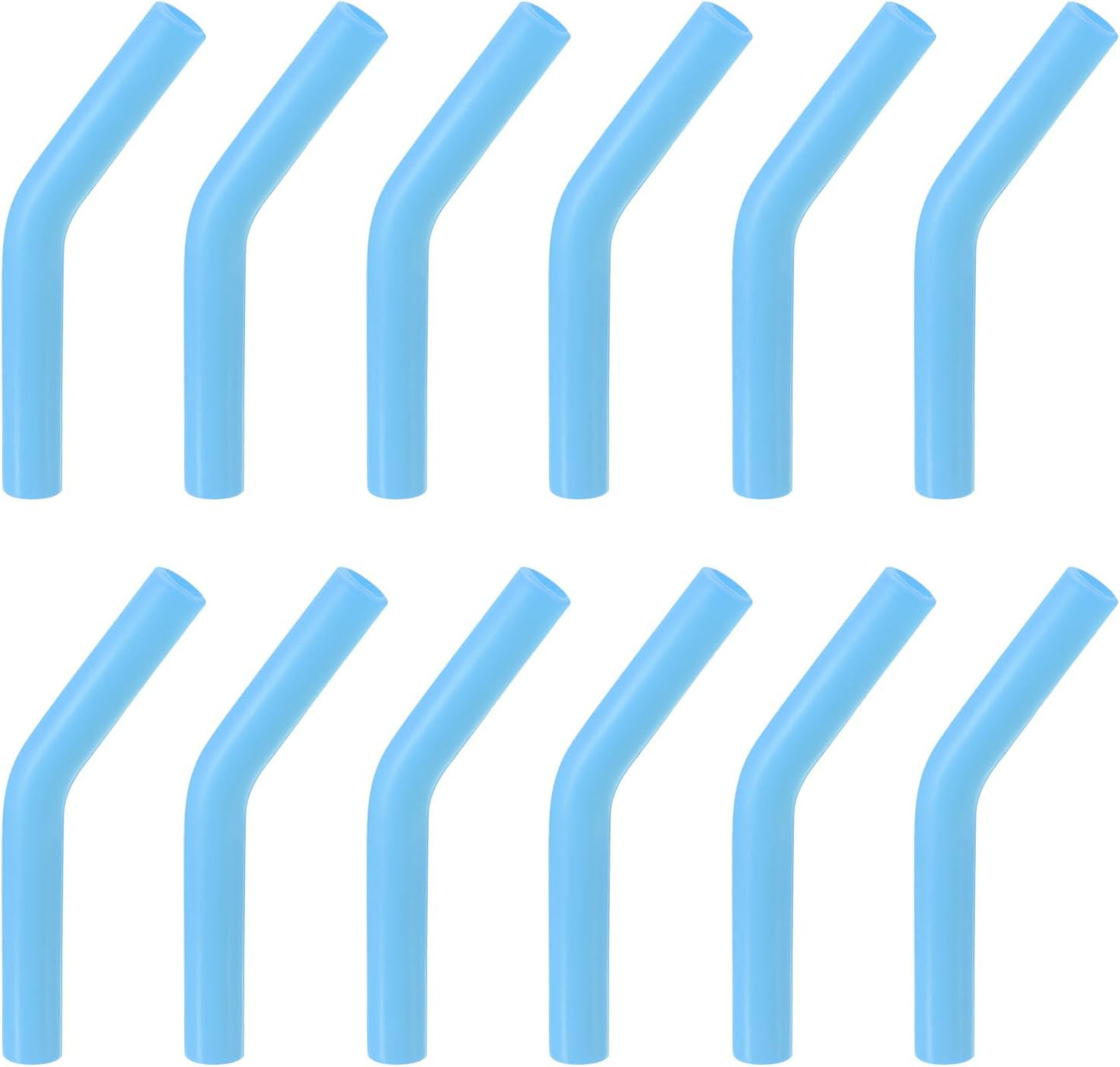 uxcell 12pcs Silicone Straw Tips, Silicone Straw Elbows Tip, Soft Reusable Metal Straw Covers Fit for 8mm/0.31" OD Stainless Steel Straws, Sky Blue