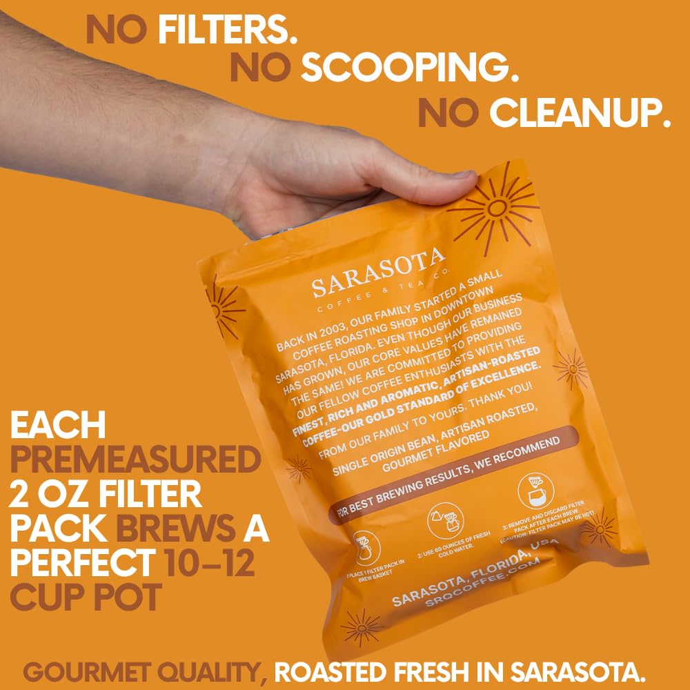 Ground Flavored Coffee In Filter Packs | Medium Roast Low Acid Mold Free Pouches | Sampler Packets | Roasted Butter Pecan Crunch Gourmet Powder Bags for 10-12 Cup Drip Maker | Highest Rated Individual Premeasured Coffee