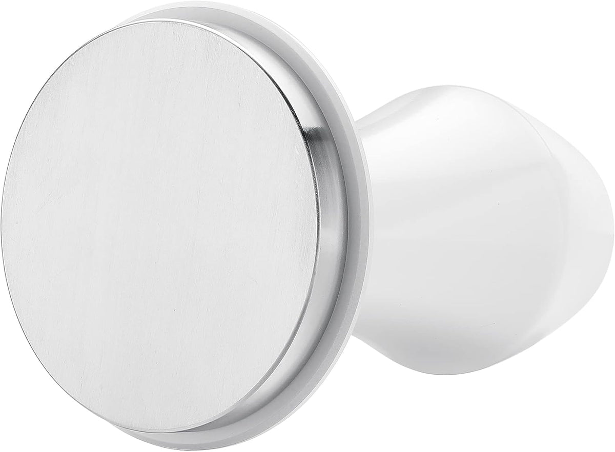 Normcore 58.5mm Espresso Coffee Tamper V4, Spring Loaded Tamper with 15lb/25lb/30lb Interchangeable Springs, Compatible with 58mm Portafilter Baskets, Non-stick coating White