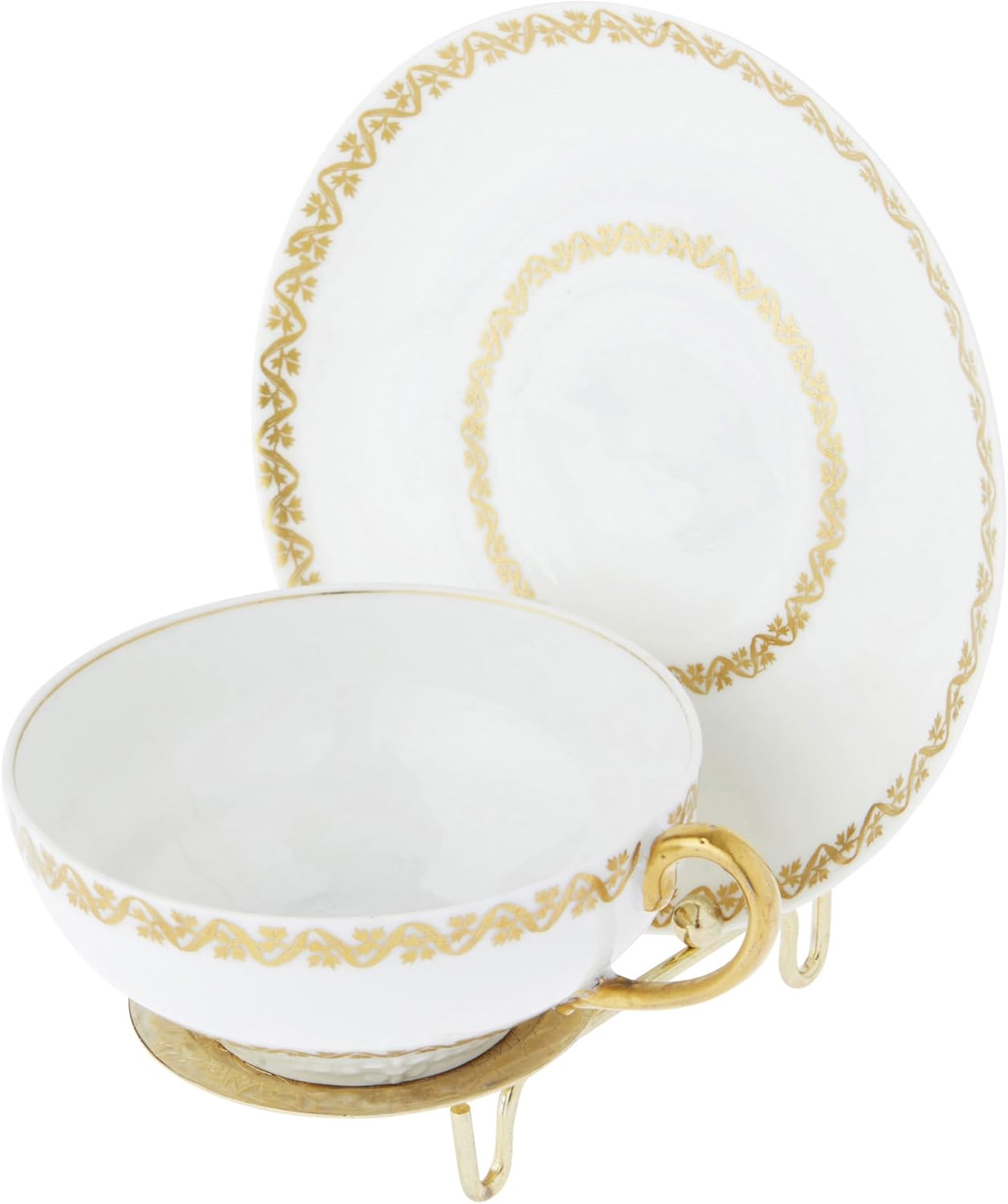 Bard's Ornate Shiny Gold-toned Cup and Saucer Stand, 3" H x 2.75" W x 4" D, Pack of 2