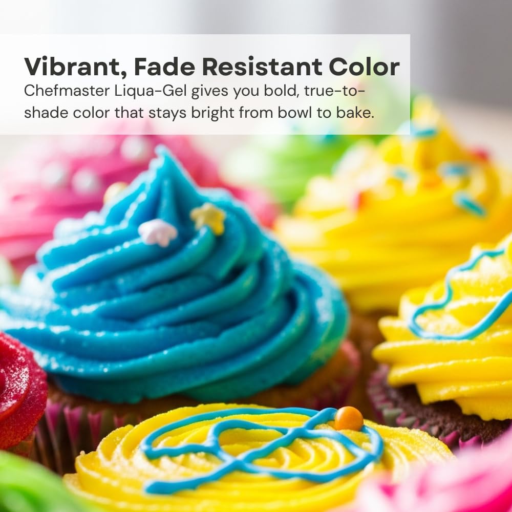 Chefmaster Neon Yellow Liqua-Gel® Food Coloring | Vibrant Color | Professional-Grade Dye for Icing, Frosting, Fondant | Baking & Decorating | Fade-Resistant | Easy-to-Use | Made in USA | 2.3 oz