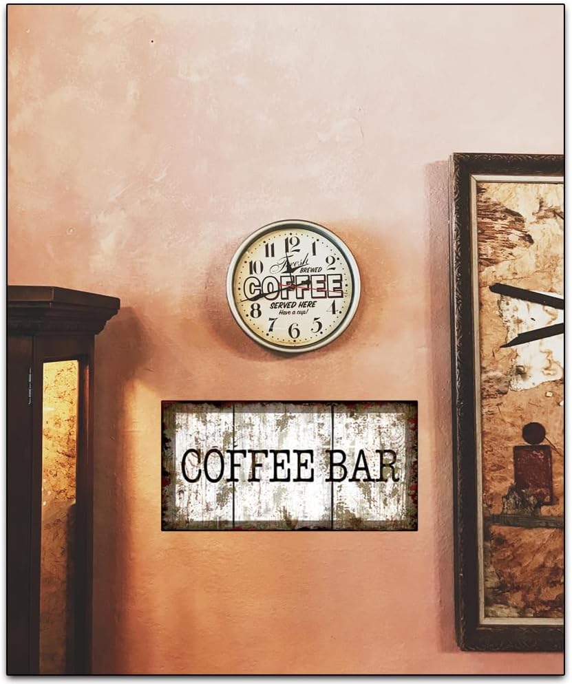 Original Vintage Design, Coffee Tin Metal Wall Art Print Poster, Thick Tinplate Wall Decoration Signs for Coffee Corner/Cafe/Kitchen