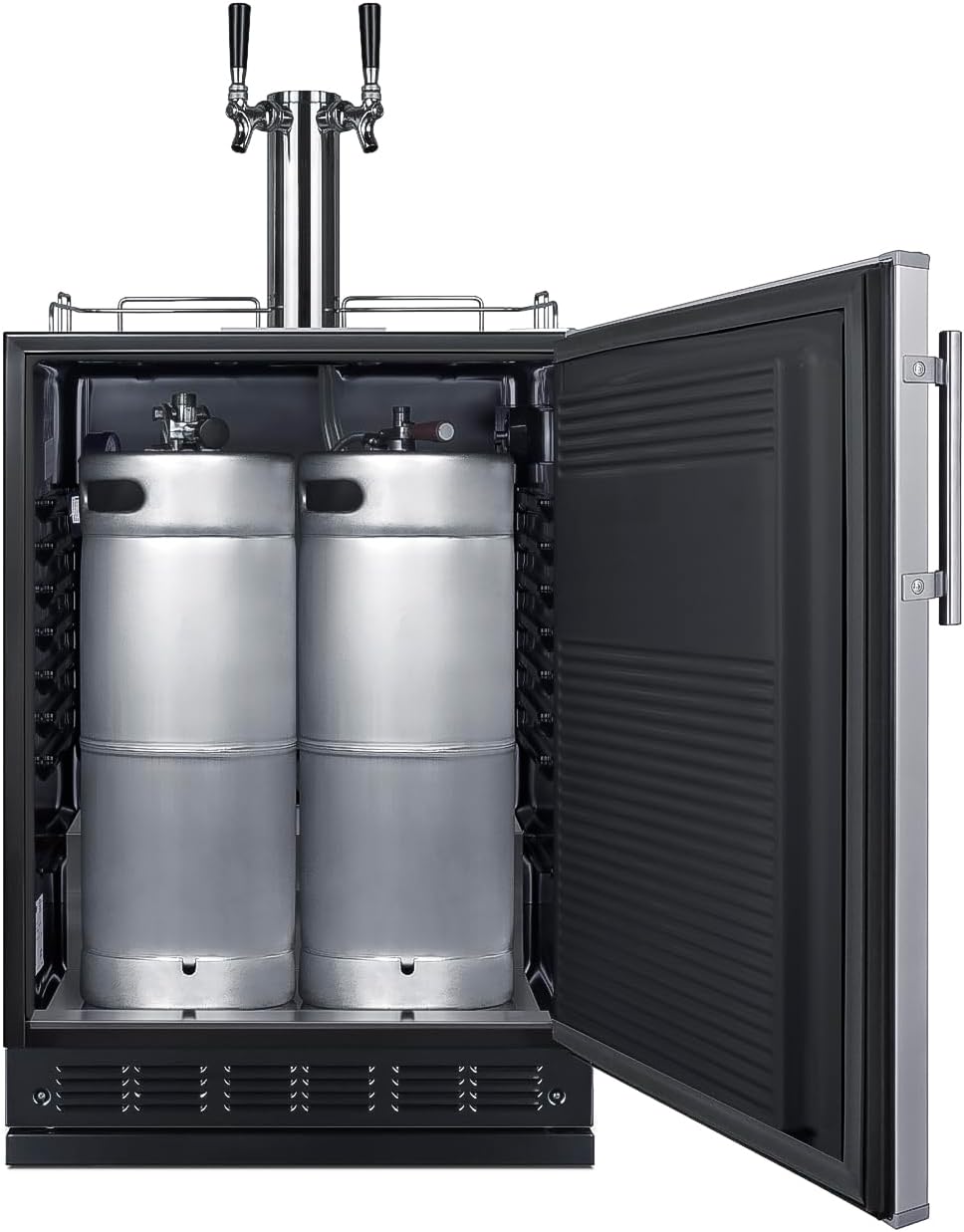 Summit Appliance 24" Wide Wine Kegerator/Refrigerator Combo, Black Interior, Caster Wheels, Residential/Commercial Use (RHD, Wine)