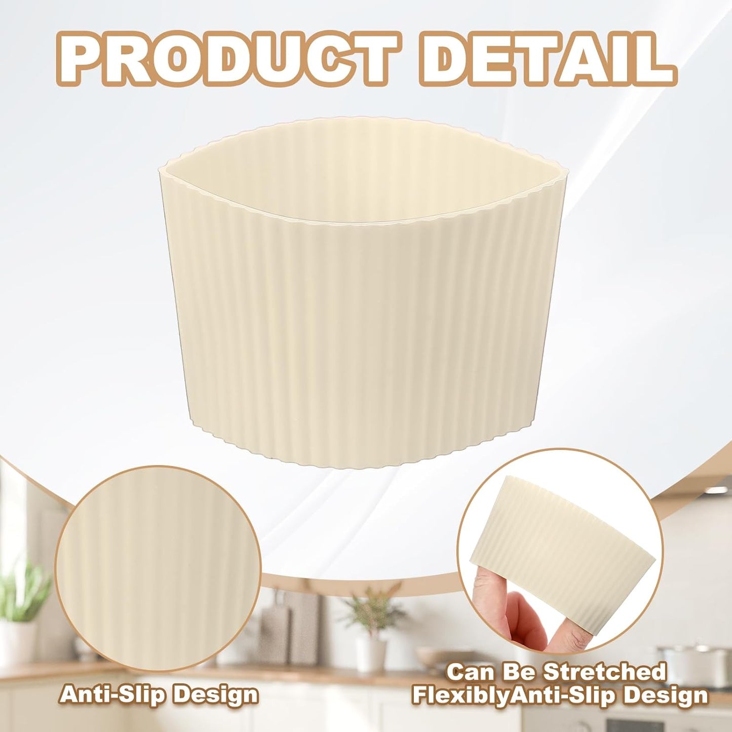 uxcell 6Pack Coffee Cup Sleeves, Reusable Silicone Heat Resistant Cup Protective Sleeve Nonslip Mug Protector Cover for Home Travel Coffee Mug Glasses Water Bottle Boots, Green/White