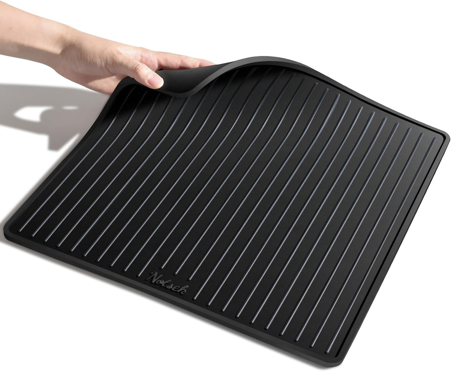 Silicone Coffee Mat for Breville 870/880, 13.78 x 13.78inch, 0.24in Raised Lip Spill-proof, Under Coffee Maker, Coffee Pot Bar Station for Countertop Kitchen, Black