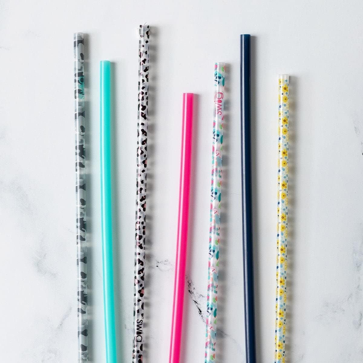 Swig Life Reusable Straws Rainbow Glitter Straw Set & Cleaning Brush, Each Straw is 10.25 inch Long (Fits Swig Life 20oz Tumblers, 22oz, and 32oz Tumblers)