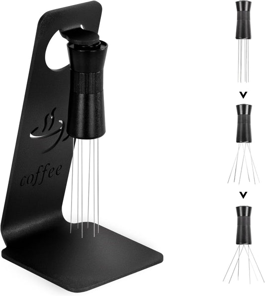 WDT Tool Espresso Needle Distributor with Magnetic Stand, Adjustable Range Coffee Espresso Stirrer, Espresso Distribution Tool Easy Access Design with Extra 6 Replacement Needles