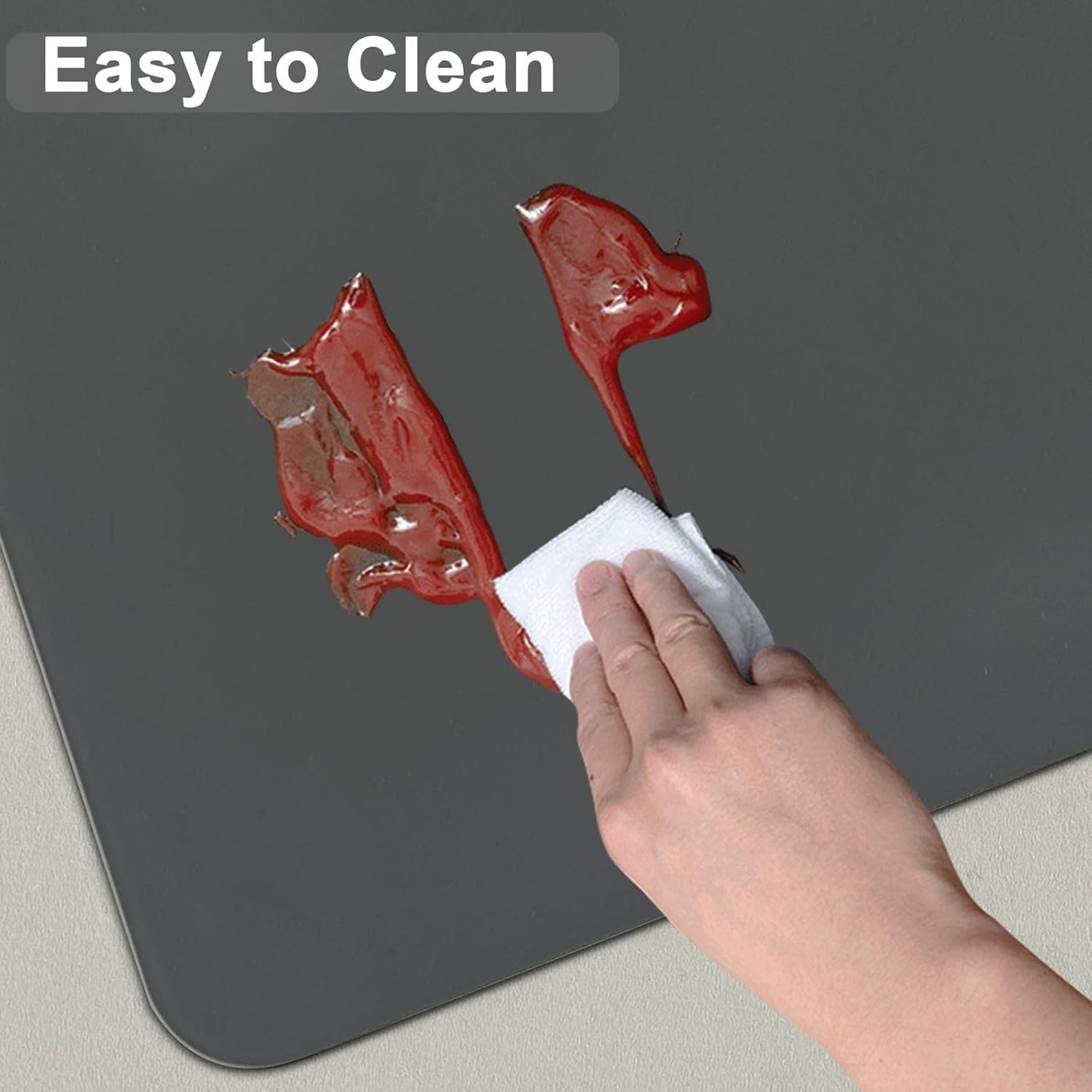 23.6"x15.7" Silicone Mats for Kitchen Counter, Non-Slip Heat Resistant Countertop Protector, Waterproof Silicone Craft Mat for Kitchen Island, Dark Gray