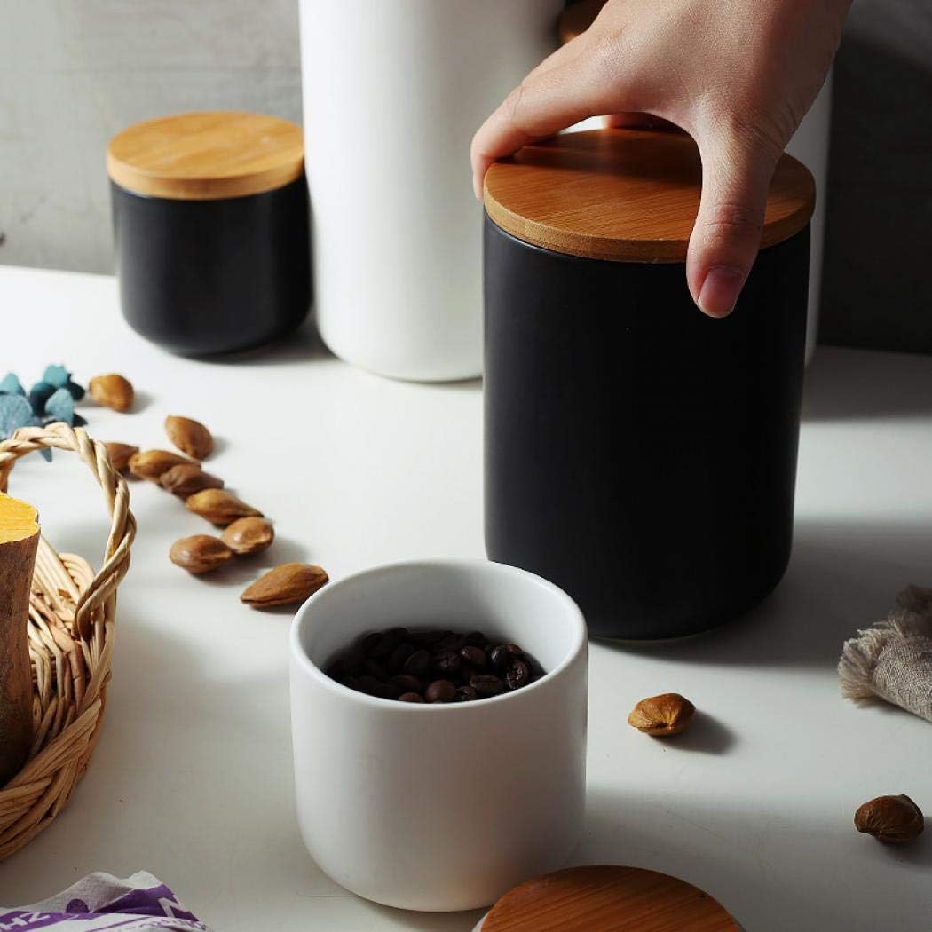 YYW Ceramic Food Storage Jar Containers Kitchen Canisters with Airtight Seal Lid for Coffee Beans Sugar Spices (Small White)
