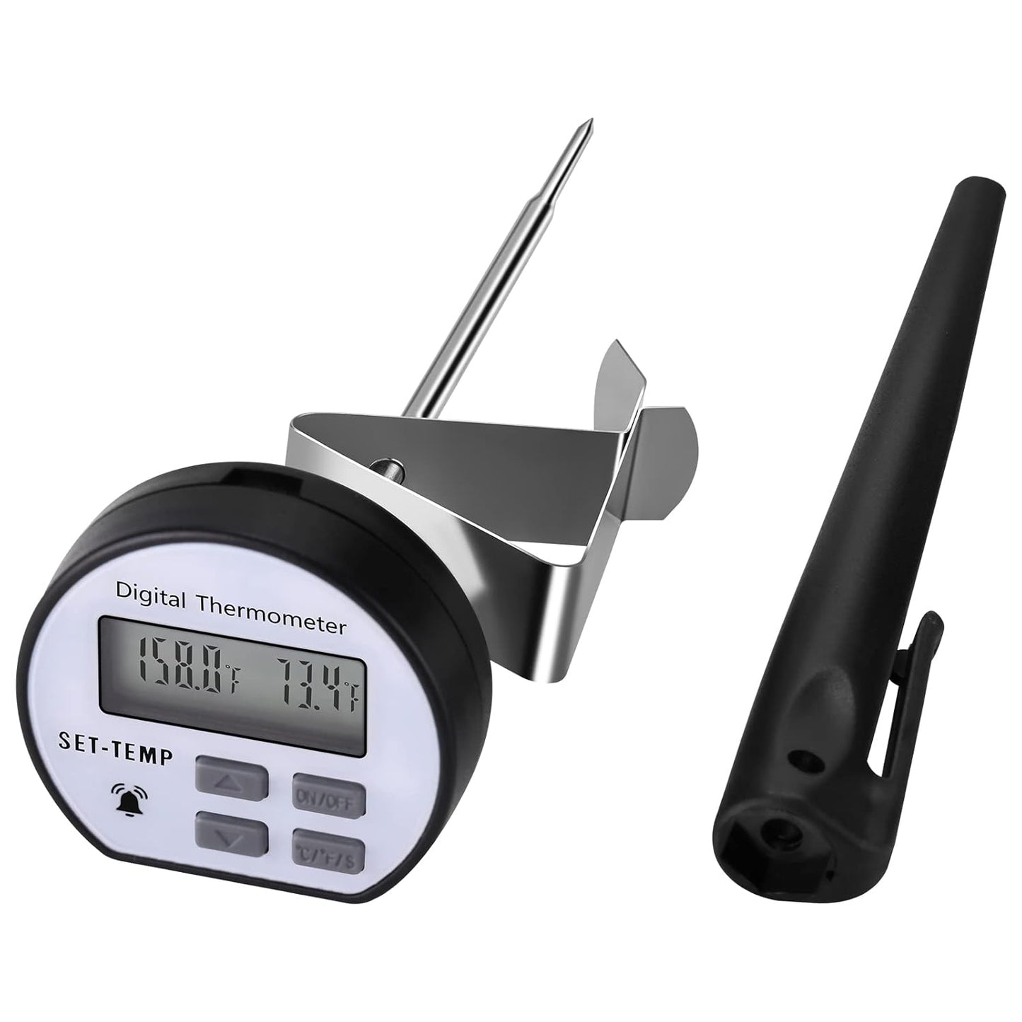 Instant Read 1-3/4 Inch Food Thermometer with Clip and Temperature Alarm Setted,Best for The Coffee Drinks,Chocolate Milk Foam, and Meat Cooking